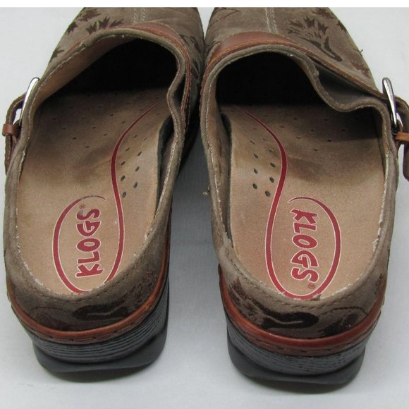 Klogs Leather Austin Clog Taupe Suede Tapestry USA - Picture 7 of 12